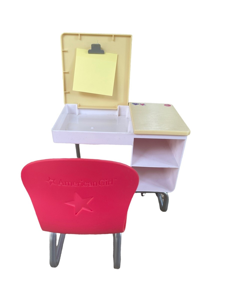 American Girl Truly Me Flip Top School Desk W/ Pink Chair For Dolls