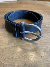 Vintage Cole Haan Black Leather Belt Silver Gancini Bit Buckle 39 X 1.5