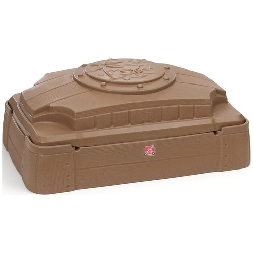 Step2 Play and Store Kids Plastic Sandbox with Cover, Brown - Picture 6 of 9