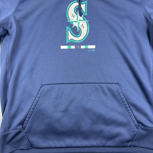 Seattle Mariners Hoodie Mens 3XL Blue Sweatshirt Center Swoosh MLB Dri Fit - Picture 3 of 8