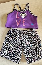 Build A Bear 2pc Outfit Purple/Animal Print "Love"
