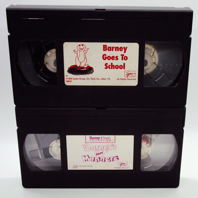 2 VHS Tapes Barney The Purple Dinosaur GOES TO SCHOOL Barney's Best Manners
