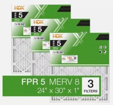 24 x 30 x 1 Standard Pleated Air Filter FPR 5 Air Filters Replacement 3-Pack