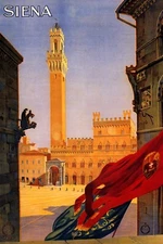 Siena Italy Square Public Palace Medieval Tourism Vintage Poster Repro FREE S/H