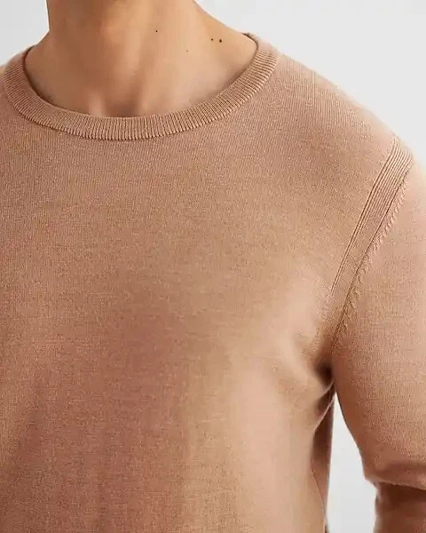 Express Crew Neck 100% Merino Wool Sweater Camel Heather Men's Large NWT - Image 3 of 4