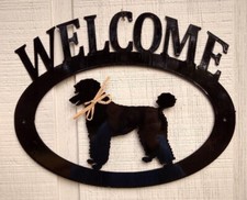Poodle Handcrafted Metal Welcome Sign black silhouette Made in the USA