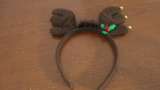 Dark Brown REINDEER ANTLERS HEADBAND w/ BELLS  HOLLY