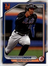 2024 Bowman Base Paper Francisco Lindor #38 New York Mets MLB Baseball Card