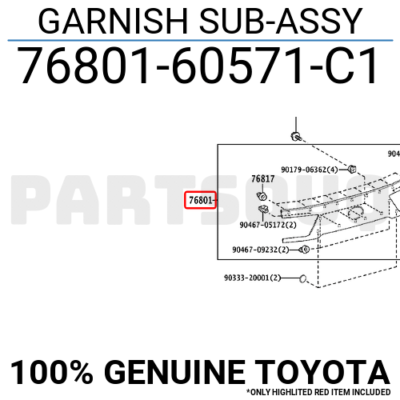 7680160571C1 Genuine Toyota GARNISH SUB-ASSY 76801-60571-C1 | eBay