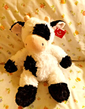 AURORA GIFT OF SMILES HANDMADE 12" WHITE  BLACK SOFT COW PLUSH STUFFED ANIMAL