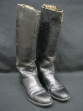 Vintage Early 20th Century Custom Black Leather Tall Riding Boots; C.1930s 9M
