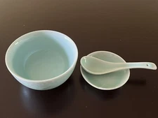 Celadon Rice bowl, Sauce plate and Spoon Set