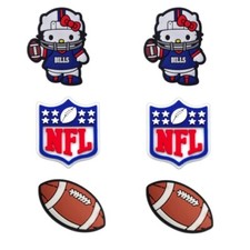 NFL Buffalo Bills Football Kitty Crocs Shoe Charms Jibbitz - 6 pieces