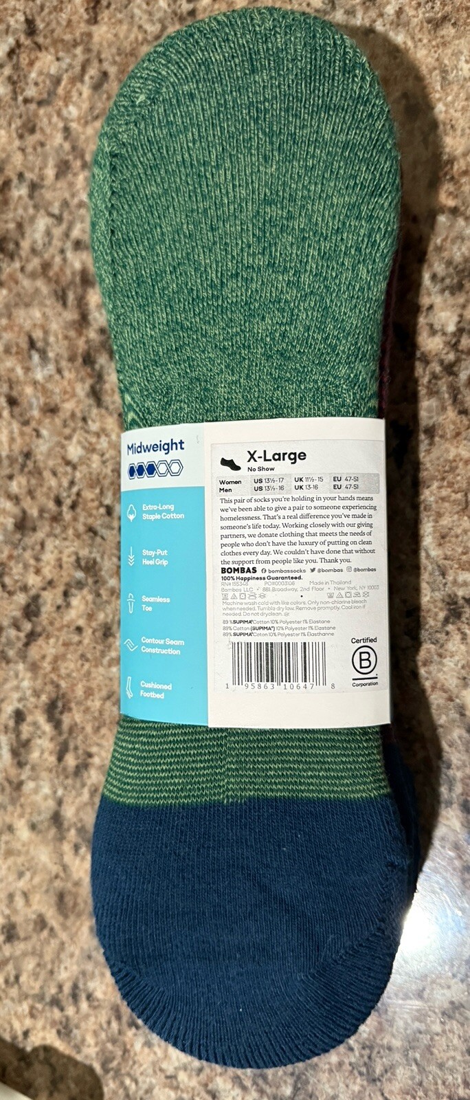 Bombas Cushioned No Show Socks 4 Colors XLarge XL  Men’s Unisex Women’s X-Large