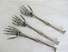 3 PCS Halloween Decorations Skeleton Arm Realistic, Metal Silver Tone 13 Long