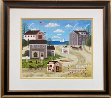 Charles Wysocki "Nantucket Breeze" New CUSTOM FRAMED Art Americana