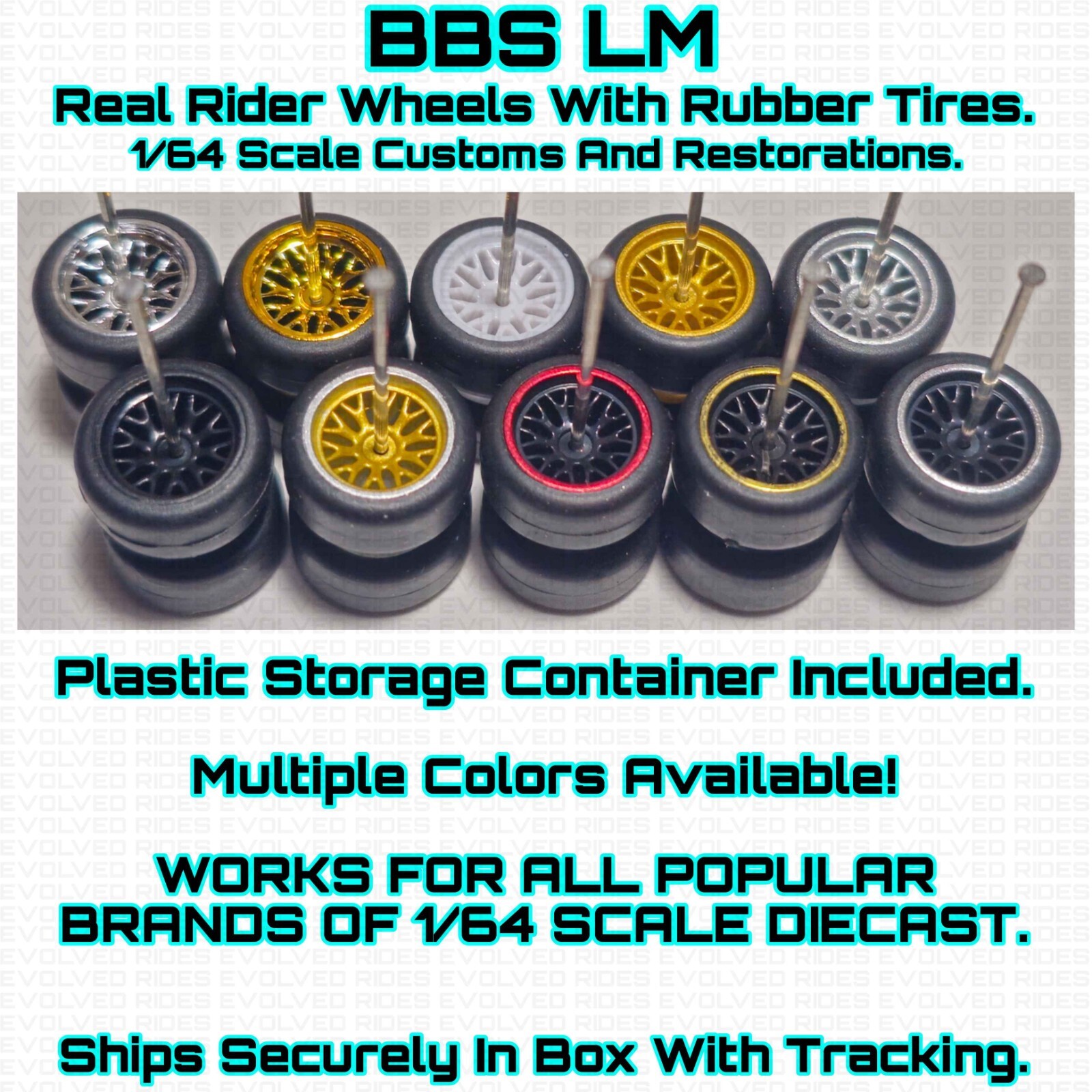 BBS LM Real Rider Wheels Rubber Tire For 1/64 Scale Hot Wheel & Other