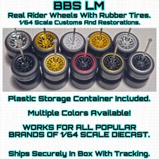 BBS LM Real Rider Wheels Rubber Tire For 1/64 Scale Hot Wheel & Other