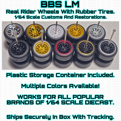 BBS LM Real Rider Wheels Rubber Tire For 1/64 Scale Hot Wheel & Other