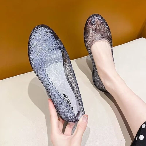 Women Summer Jelly Sandals Hollow Out Shoes Glitter Crystal Beach Mesh Slippers - Bild 6 von 17
