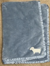 Carters Blue Blanket White Dog Plush Satin Edges Puppy Baby Boy Security 