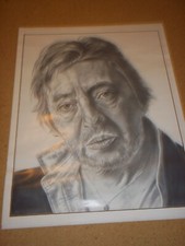 SERGE GAINSBOURG - DESSIN signé JEAN-PIERRE LEYRIS - 65 X 50 CM - REPRODUCTION