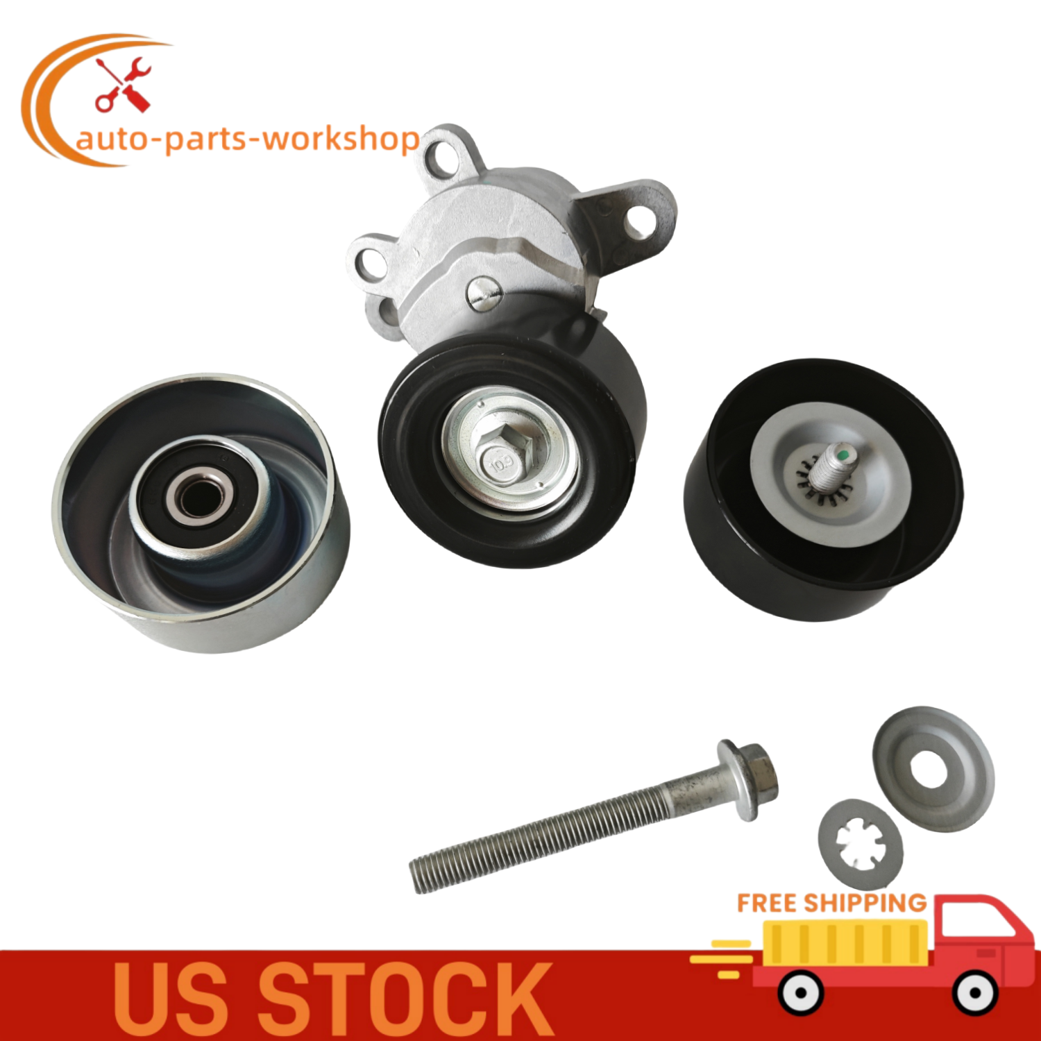 3x Belt Tensioner Pulley Belt Pulley Kit For Nissan Altima Maxima Murano Teana
