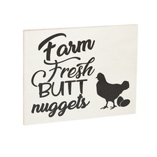 JennyGems Farm Fresh Butt Nuggets Wooden Sign, Funny Chicken Coop Signs