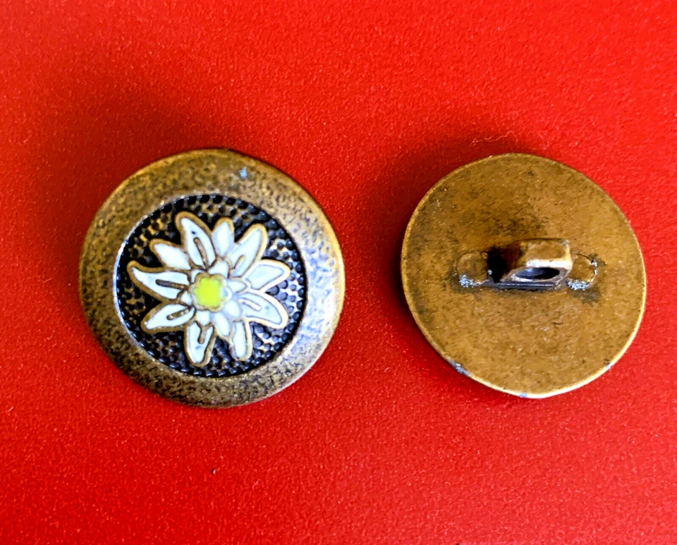 Auswahl verschiedener Trachten Knöpfe Edelweiß, Hirschhorn-Optik, Metall - Bild 3 von 4