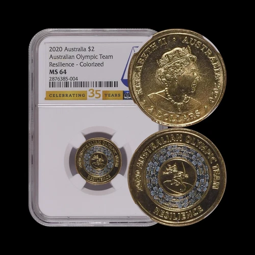 AUSTRALIA. 2020, 2 Dollars - NGC MS64 - Top Pop 🥇 Cherry Blossoms 🌸 Resilience