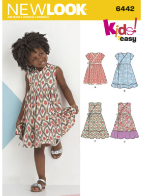New Look Sewing Pattern Uncut 6442  Toddler Girl Easy Wrap Dress 3-8