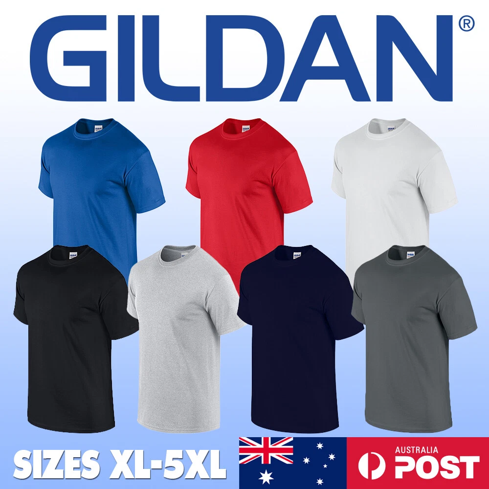 GILDAN BIG MENS PLAIN BLANK T-SHIRT 100% COTTON LARGE SIZES XL-5XL | eBay