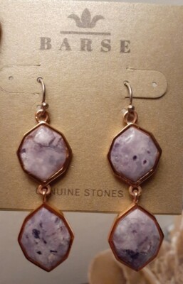 Studio Barse Mixed Metals Mexican Opal Gemstone 2.25'' Earrings Sterling Hooks