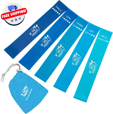 Resistance Loop Exercise Bands with Carry Bag & Guide, Set of 5