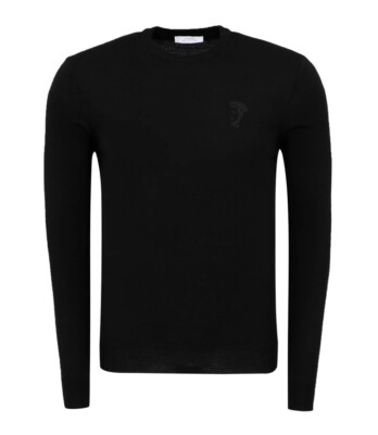 Versace Collection Medusa Head Black Pullover Crewneck Wool 