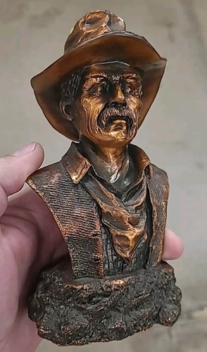 Daniel Monfort Original Western Rugged Cowboy Bust VTG Brass Bust Wild BILL? HTF