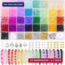 1368PCS Glass Beads 34 Colors Jewelry Making Bracelet DIY Kit