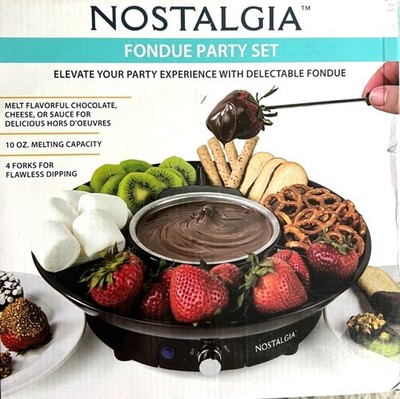 Nostalgia Electric Fondue Party Set   10 oz Melting Pot, 4 Forks