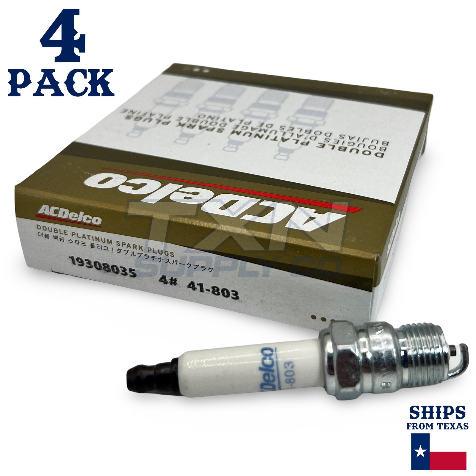 4 Pack GM ACDelco 41-803 Double Platinum Spark Plug 19308035