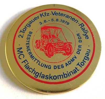 Plakette 2. Torgauer Kfz Veteranen Rallye 1979 MC Flachglaskombinat Torgau DDR