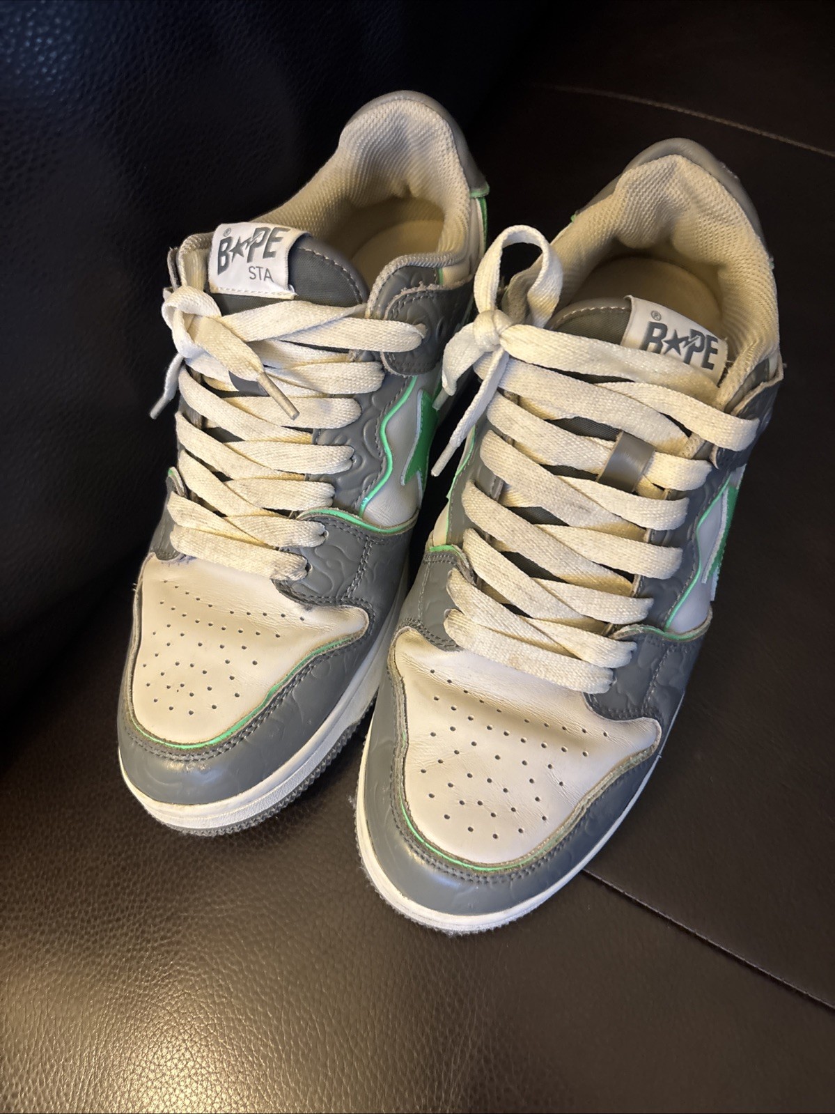 Bape  Bathing Ape Sk8sta Grey Green Low Top Sneakers Men's Size 10 thumbnail 2