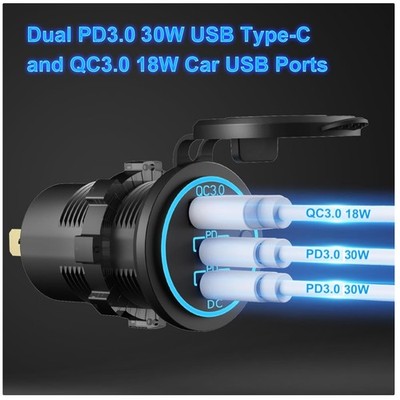 Quick Charge 3.0 12V USB Outlet x2