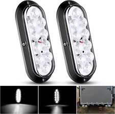 6 Inch Oval White LED Trailer Tail Lights Surface Mount 2PCS 10 LEDs Waterproof