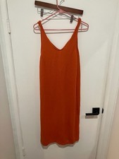 MNG Casual Women's Semi Sheer Summer Dress, Orange Rust, Size Medium