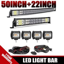 LED Light Bar 50 Inch 22 Inch Curved with 4In 60W LED Pods for Truck ATV UTV