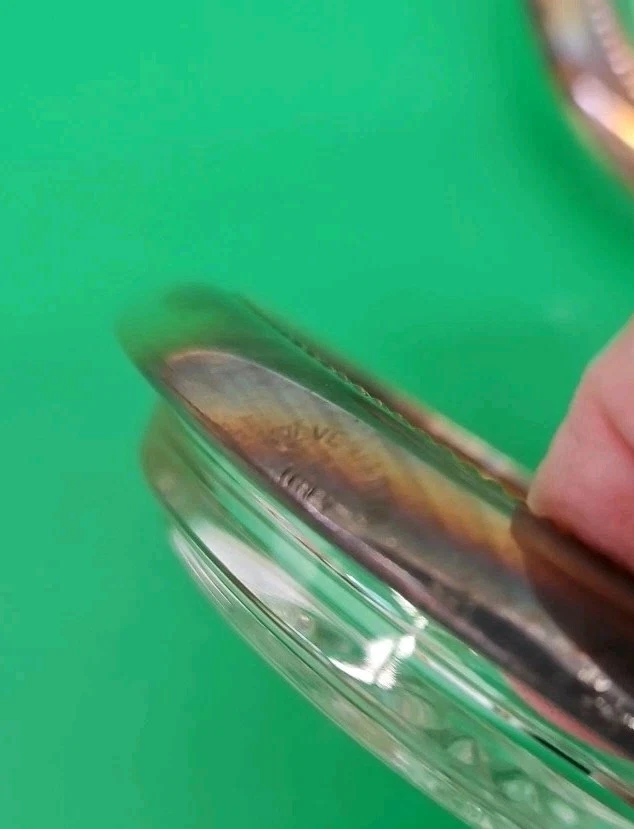 Vintage Italian Glass Starburst Coasters Silver Plate Beaded Rims set 4 Wine - Image 3 of 4