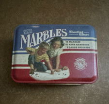 Made in USA Glass Marbles Shooting Game Tin Set, Assorted, Machine Made