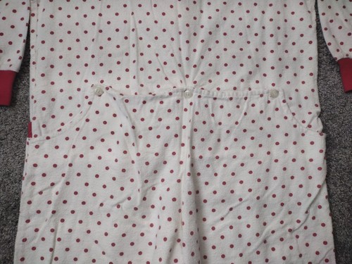 Y2K Union Suit Long Johns One Piece Pajama Polka Dots Christmas Bear ~Rear Flap - Picture 10 of 11