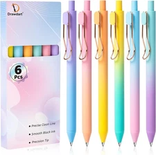 Gel Pens, 6 Pcs Smooth Writing 1 Count (Pack of 6), 6 Gradient- Black Ink 