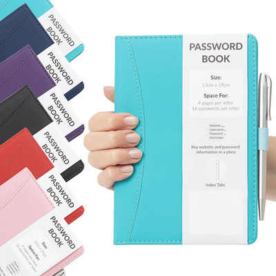 Passwortbuch, alphabetisch, mit Registerkarten, A-Z-Index, gebunden, für Interne